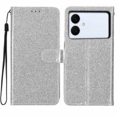 OEM - Samsung Galaxy S26 Edge Pl&aring;nboksfodral Glitter Anti-Scratch Konstl&auml;der - Silver