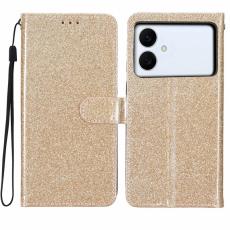 OEM - Samsung Galaxy S26 Edge Pl&aring;nboksfodral Glitter Anti-Scratch Konstl&auml;der - Guld
