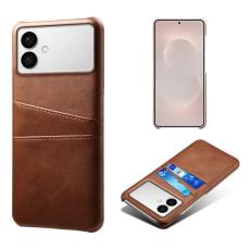 OEM - Samsung Galaxy S26 Edge Mobilskal PU L&auml;der + H&aring;rd PC - Brun