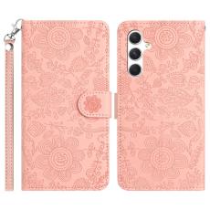 OEM - Samsung Galaxy S26 Fodral Blomm&ouml;nster &Auml;kta L&auml;der Flip - Rosa