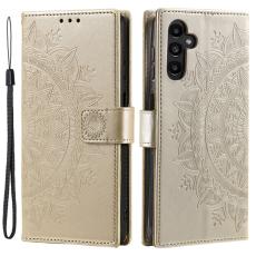 OEM - Samsung Galaxy S26 Plus Pl&aring;nboksfodral Impr&auml;ntad Totem Konstl&auml;der - Guld
