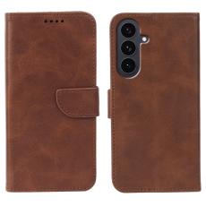 OEM - Samsung Galaxy S26 Plus Pl&aring;nboksfodral St&auml;ll Magnetisk St&auml;ngning Konstl&auml;der Brun
