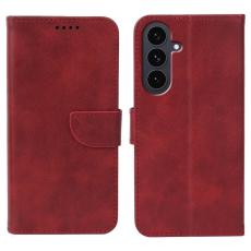 OEM - Samsung Galaxy S26 Plus Pl&aring;nboksfodral St&auml;ll Magnetisk St&auml;ngning Konstl&auml;der R&ouml;d