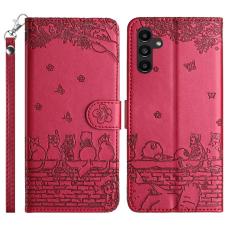 OEM - Samsung Galaxy S26 Plus Mobilskal KonstL&auml;der Med Handledsrem - R&ouml;d