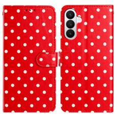OEM - Samsung Galaxy S26 Pro Fodral &Auml;kta L&auml;der Polka Prickar - R&ouml;d