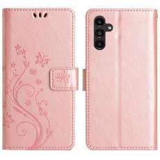 OEM - Samsung Galaxy S26 / S26 Pro Fodral &Auml;kta L&auml;der Blomma - Ros&eacute;guld