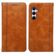 OEM - Samsung Galaxy S26 Skal &Auml;kta L&auml;der Med Magnetisk St&auml;ngning - Gul