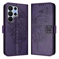 OEM - Samsung Galaxy S26 Ultra Fodral &Auml;kta L&auml;der Med Handledsrem - M&ouml;rklila