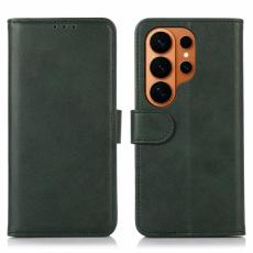 OEM - Samsung Galaxy S26 Ultra Fodral &Auml;kta L&auml;der Med St&auml;ll - Gr&ouml;n