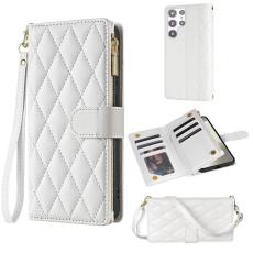 OEM - Samsung Galaxy S26 Ultra Fodral &Auml;kta L&auml;der Rhombus - Vit