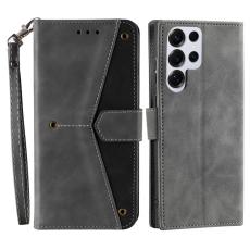 OEM - Samsung Galaxy S26 Ultra Fodral &Auml;kta L&auml;der Splicing - Gr&aring;