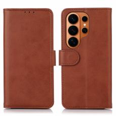 OEM - Samsung Galaxy S26 Ultra Fodral &Auml;kta L&auml;der St&auml;ll - Brun