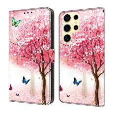 OEM - Samsung Galaxy S26 Ultra Fodral F&auml;llbart St&auml;ll PU L&auml;der - K&ouml;rsb&auml;rsblomma Fj&auml;ril