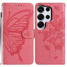 OEM - Samsung Galaxy S26 Ultra Fodral Fj&auml;ril Pr&auml;glat PU L&auml;der Flip - Rosa