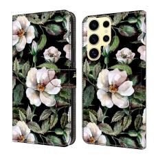 OEM - Samsung Galaxy S26 Ultra Fodral Flip PU L&auml;der M&ouml;nstertryck - Stor Blomma