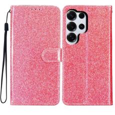 OEM - Samsung Galaxy S26 Ultra Fodral Glitter Anti-Scratch &Auml;kta L&auml;der - Rosa