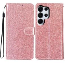 OEM - Samsung Galaxy S26 Ultra Fodral Glitter Anti-Scratch &Auml;kta L&auml;der - Ros&eacute;guld