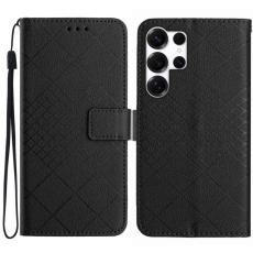 OEM - Samsung Galaxy S26 Ultra Fodral Imprint Konstl&auml;der Flip Folio - Svart