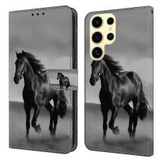 OEM - Samsung Galaxy S26 Ultra Fodral Magnetisk 3D M&ouml;nster &Auml;kta L&auml;der - Svart H&auml;st