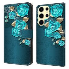 OEM - Samsung Galaxy S26 Ultra Fodral Magnetisk L&aring;s 3D M&ouml;nster &Auml;kta L&auml;der - Bl&aring; Ros