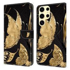 OEM - Samsung Galaxy S26 Ultra Fodral Magnetisk L&aring;s M&ouml;nster &Auml;kta L&auml;der - Guldfj&auml;ril
