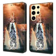 OEM - Samsung Galaxy S26 Ultra Fodral Magnetl&aring;s M&ouml;nster &Auml;kta L&auml;der - Katt och Tiger