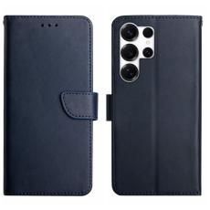 OEM - Samsung Galaxy S26 Ultra Pl&aring;nboksfodral &Auml;kta L&auml;der Nappa Textur - Bl&aring;