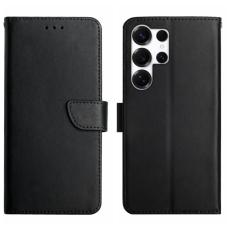 OEM - Samsung Galaxy S26 Ultra Pl&aring;nboksfodral &Auml;kta L&auml;der Nappa Textur - Svart