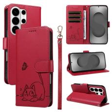 OEM - Samsung Galaxy S26 Ultra Mobilskal Kattm&ouml;nster Imprint KonstL&auml;der - R&ouml;d