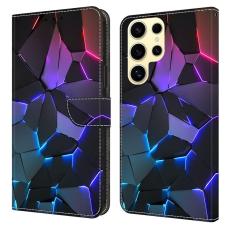 OEM - Samsung Galaxy S26 Ultra Mobilskal TPU + KonstL&auml;der Flip - Bl&aring; Sprickor