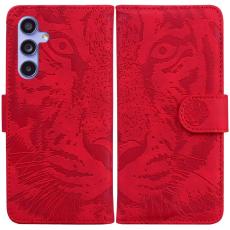 OEM - TIGER Samsung Galaxy A55 5G Pl&aring;nboksfodral Konstl&auml;der Skydd - R&ouml;d