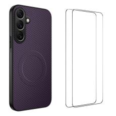 WANLONFENG - WANLONFENG Samsung Galaxy A35 5G Skal Kolfiber Textur Plast - Lila