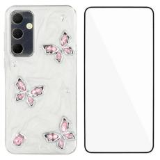 WANLONFENG - WANLONFENG Samsung Galaxy A35 5G Skal TPU + Akryl - Rosa Fj&auml;ril