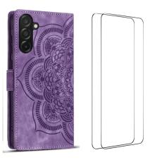 WANLONFENG - WANLONFENG Samsung Galaxy A55 5G Skal Mandala &Auml;kta L&auml;der - Lila