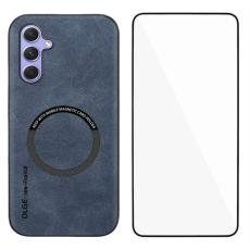 WANLONFENG - WANLONFENG Samsung Galaxy A55 5G Skal PU L&auml;der + TPU - Bl&aring;