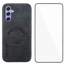 WANLONFENG - WANLONFENG Samsung Galaxy A55 5G Skal PU L&auml;der YBP Serie - Svart