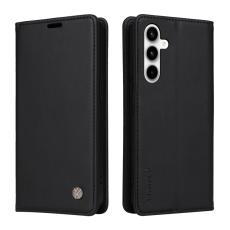 YIKATU - YIKATU Samsung Galaxy A35 5G Skal Magnetiskt St&auml;ngning &Auml;kta L&auml;der - Svart