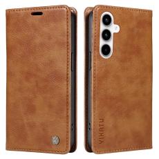 YIKATU - YIKATU Samsung Galaxy A35 5G Skal PU L&auml;der + TPU - Brun