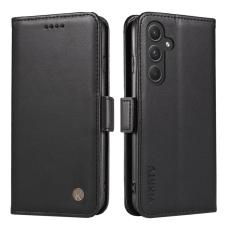 YIKATU - YIKATU Samsung Galaxy A55 5G Fodral &Auml;kta L&auml;der Magnetl&aring;s - Svart