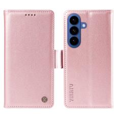 YIKATU - YIKATU Samsung Galaxy S26 Plus Fodral &Auml;kta L&auml;der St&auml;llfunktion - Ros&eacute;guld
