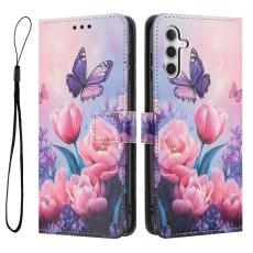 OEM - YX-2501 Samsung Galaxy A55 5G Fodral Konstl&auml;der - Rosa Blomma Fj&auml;ril