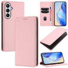 OEM - LITCHI Samsung Galaxy A35 5G Fodral &Auml;kta L&auml;der RFID Skydd - Rosa