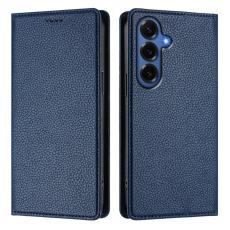 OEM - Litchi Samsung Galaxy S26 Plus Fodral &Auml;kta L&auml;der RFID Skydd - M&ouml;rkbl&aring;