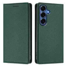 OEM - Litchi Samsung Galaxy S26 Plus Fodral &Auml;kta L&auml;der RFID Skydd - M&ouml;rkgr&ouml;n