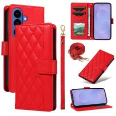 OEM - Rhombus Samsung Galaxy S26 Plus Fodral &Auml;kta L&auml;der - R&ouml;d