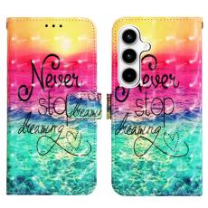 OEM - Samsung Galaxy A35 5G Fodral &Auml;kta L&auml;der 3D M&ouml;nster - Never Stop Dreaming