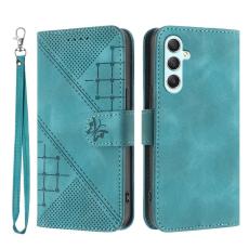 OEM - Samsung Galaxy A35 5G Fodral &Auml;kta L&auml;der Fj&auml;ril Blomma - Ljusbl&aring;