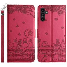 OEM - Samsung Galaxy A35 5G Fodral &Auml;kta L&auml;der Flip Cover med Rem - R&ouml;d