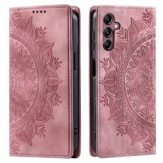 OEM - Samsung Galaxy A35 5G Fodral &Auml;kta L&auml;der Flip Cover - Ros&eacute;guld