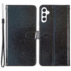 OEM - Samsung Galaxy A35 5G Fodral &Auml;kta L&auml;der Glittrande - Svart